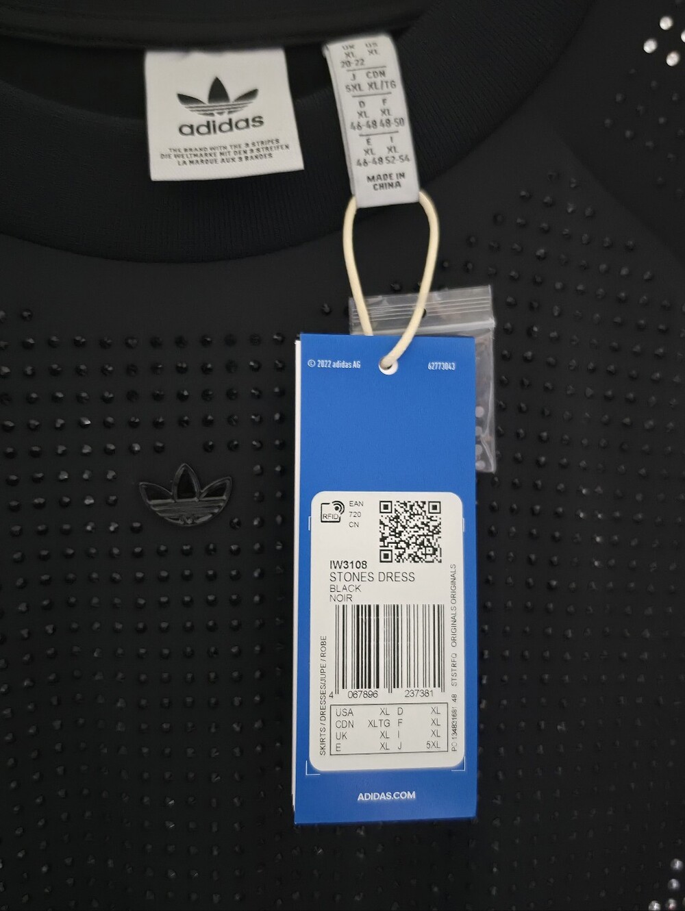NWT Adidas Originals Atlanta Printed Rhinestones Dress | Black, XL - Picture 10 of 12